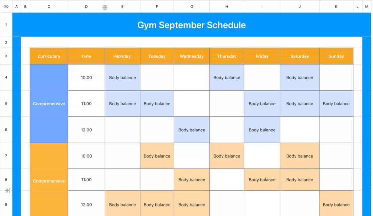 Fitness class schedule